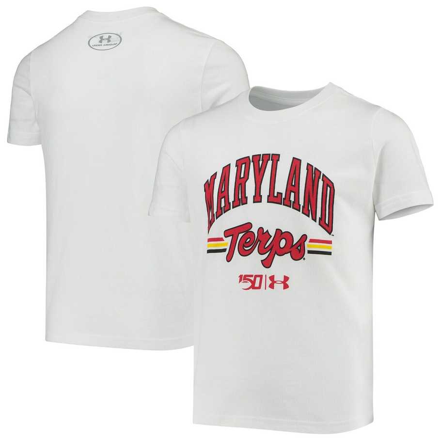 youth-under-armour-white-maryland-terrapins-college-football-150th-anniversary-performance-cotton-t-shirt